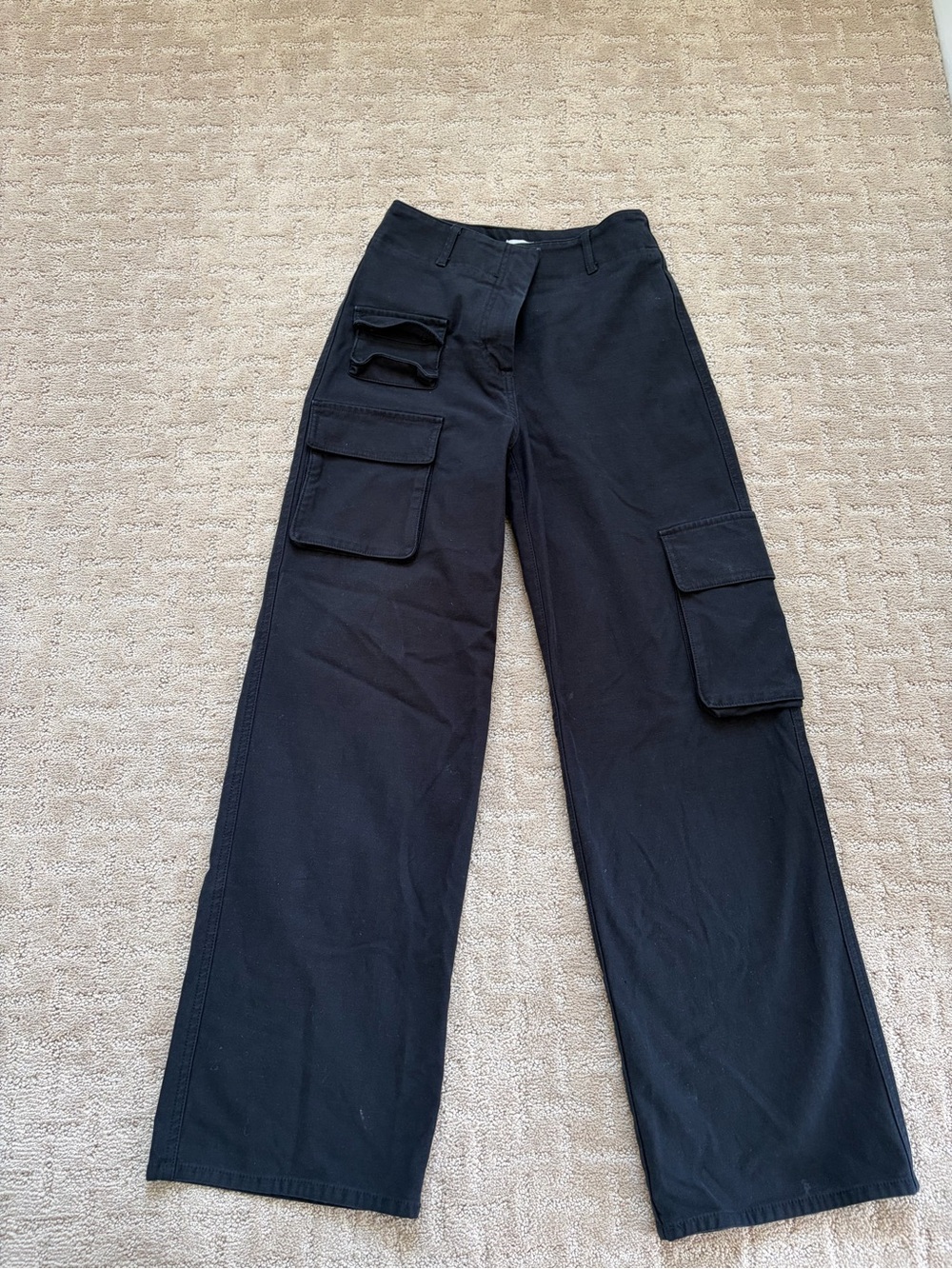 Wilfred Black Wide-Leg Cargo Pants